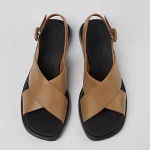 Camper Tan and Black Women's Sandals